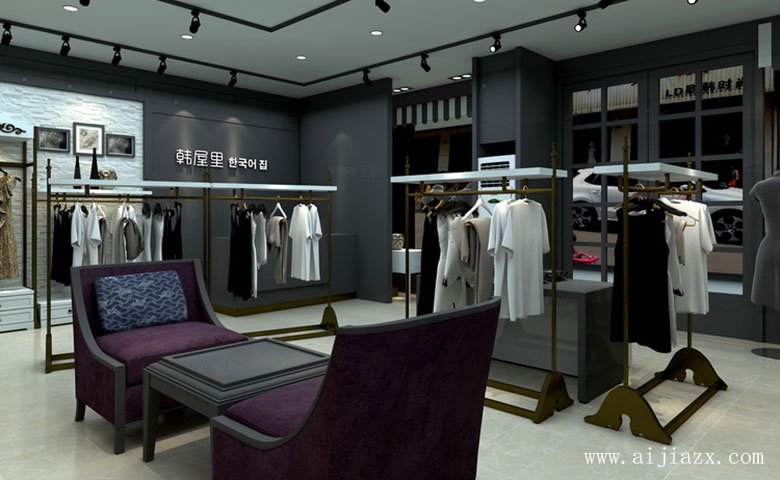 簡(jiǎn)約素凈的女裝專(zhuān)賣(mài)店鋪收銀臺(tái)裝修效果圖
